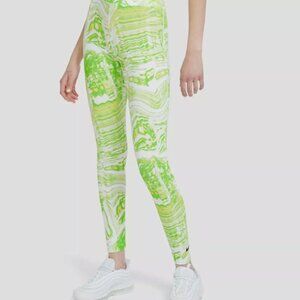 NWT Nike Sportswear High Rise Tight Fit Leggings Green White DJ4130-101 Sz S